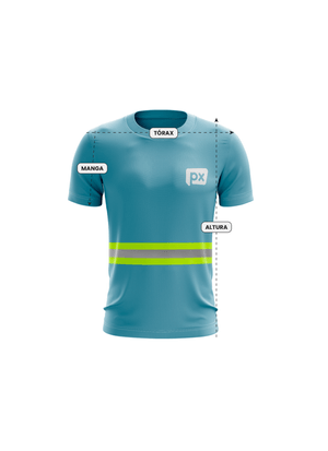 Camiseta Unissex Faixa Refletiva Motorista PX Cor Azul