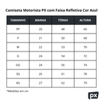 Camiseta-Motorista-PX-com-Faixa-Refletiva-Cor-Azul-Tabela-de-Medidas