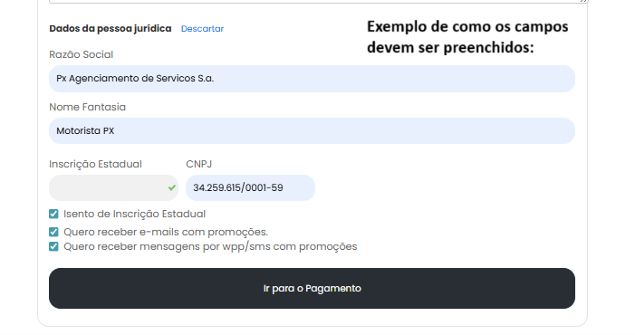 Dados de Pessoa Jurídica